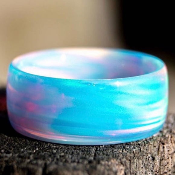 ❌SOLD ❌New Blue Cloud Fire Opal Handmade Band Ring for Necklace or Hand - Picture 8 of 15